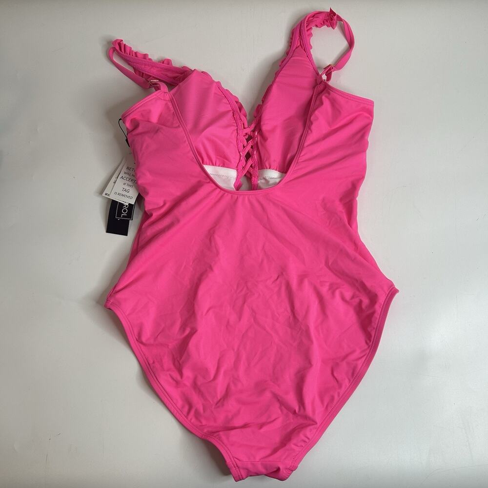 La Blanca Hot Pink Ruffle One-Piece Swimsuit - Picture 5 of 7